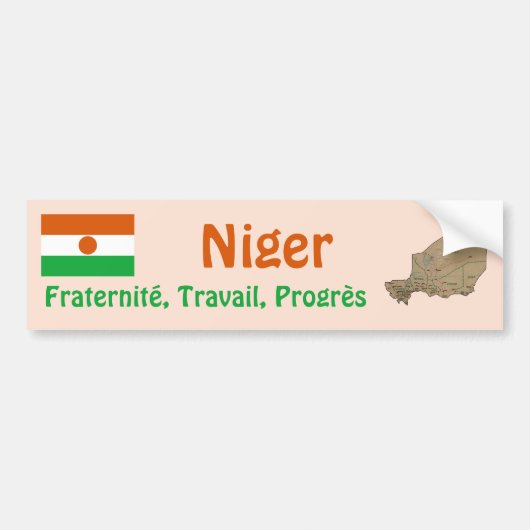 Niger Vlag + Landkaart Bumpersticker (Voorkant)