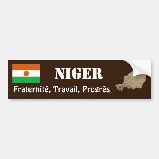 Niger Vlag + Landkaart Bumpersticker (Voorkant)
