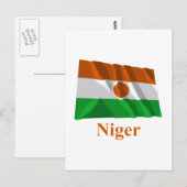 Niger Waving Flag met naam Briefkaart (Voorkant / Achterkant)