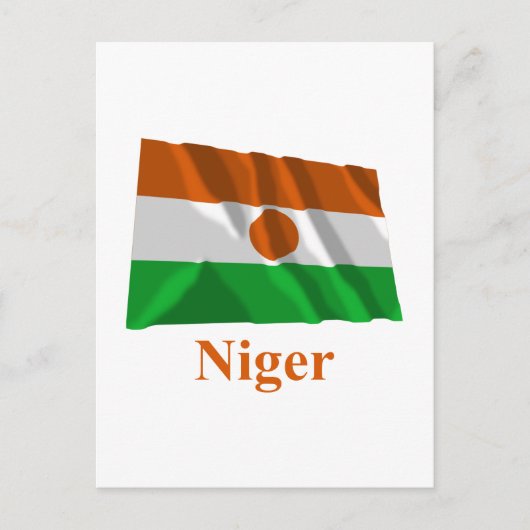 Niger Waving Flag met naam Briefkaart (Voorkant)
