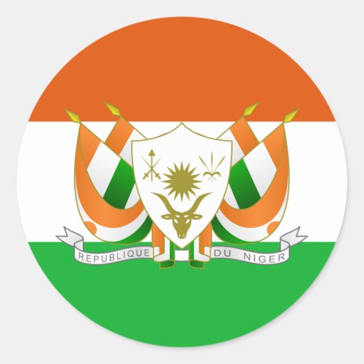 Nigerese vlag & wapen, vlag van Niger Ronde Sticker (Voorkant)