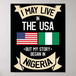 Nigeria Amerikaanse Vlag Usa Nigeriaanse Wortels C Poster