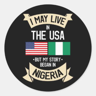 Nigeria Amerikaanse Vlag VS Nigeriaanse wortels ca Ronde Sticker