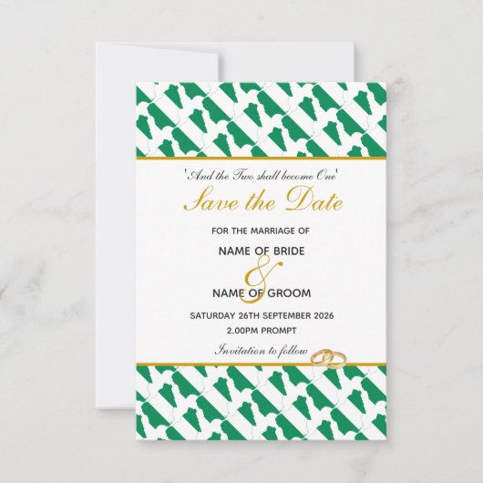 NIGERIA Christelijke Bruiloft Viering Save The Date (Voorkant)
