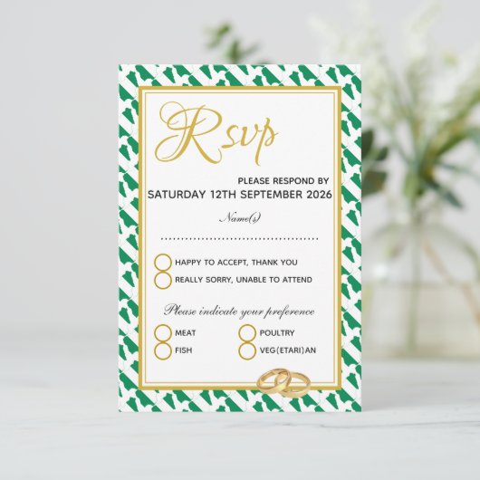 NIGERIA Christelijke Schrift Naija Wedding RSVP Kaartje (Staand voorkant)