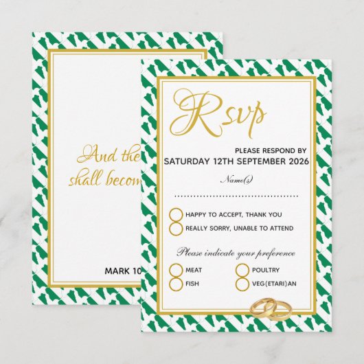 NIGERIA Christelijke Schrift Naija Wedding RSVP Kaartje (Voorkant / Achterkant)