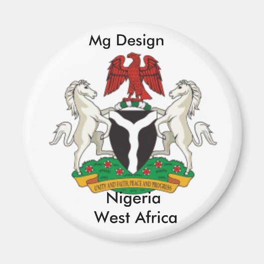 Nigeria_coa, Nigeria West-Afrika, Mg Design Magneet (Voorkant)