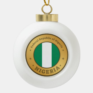 Nigeria Flag Badge Keramische Bal Ornament
