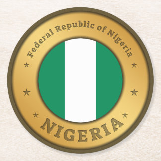 Nigeria Flag Badge Ronde Kartonnen Onderzetter