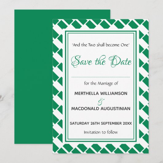 NIGERIA FLAG Gepersonaliseerd de Schrift Naija Nig Save The Date (Voorkant / Achterkant)