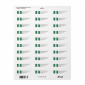 NIGERIA FLAG Gepersonaliseerd Return Address Etiket (Full Sheet)