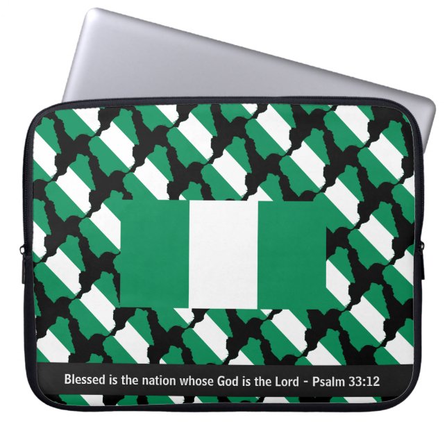 NIGERIA FLAG Gepersonaliseerd scriptie Nigeriaanse Laptop Sleeve (Voorkant)