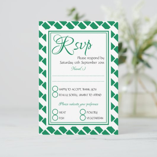 NIGERIA FLAG Gepersonaliseerd Scripts Stylish Wedd RSVP Kaartje (Staand voorkant)