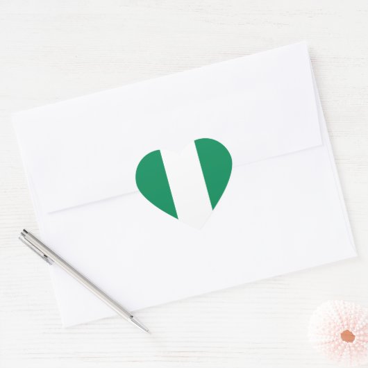 Nigeria Flag Heart Sticker (Envelop)