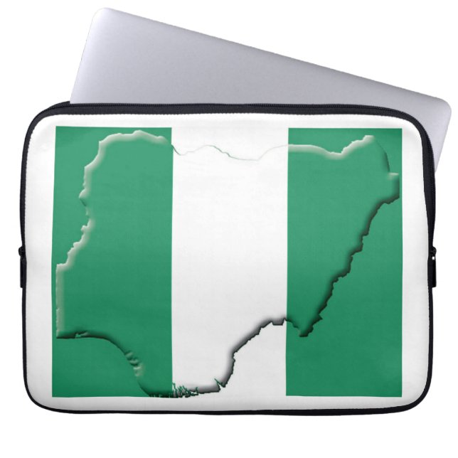 NIGERIA Flag Map Patriottic Computer Laptop Sleeve (Voorkant)