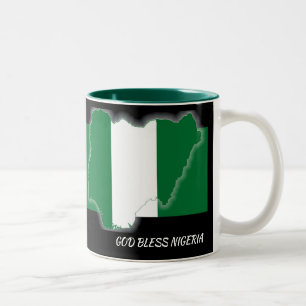 NIGERIA FLAG MAP Scripts Gepersonaliseerd Tweekleurige Koffiemok
