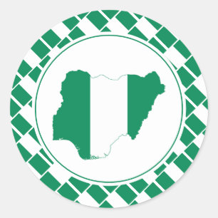 NIGERIA FLAG Nigeriaanse kaart Stijlvol Patriottis Ronde Sticker