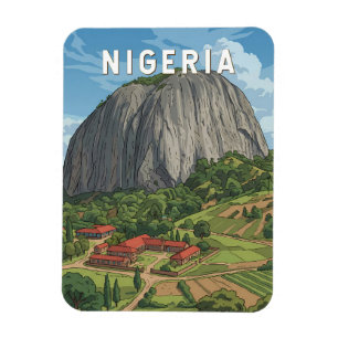 Nigeria Illustratie Reis Kunst Vintage Magneet