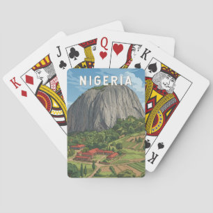 Nigeria Illustratie Reis Kunst Vintage Pokerkaarten