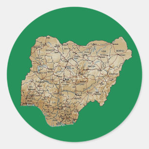 Nigeria Kaart Sticker