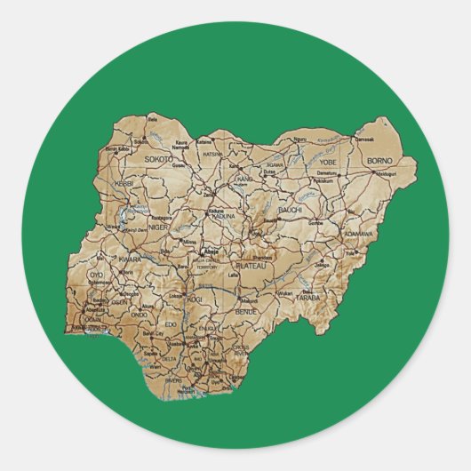 Nigeria Kaart Sticker (Voorkant)