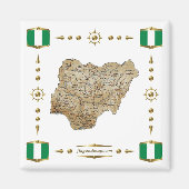 Nigeria Kaart + Vlaggen Magnet (Voorkant)