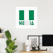 Nigeria met de Nigeriaanse vlag Poster (Thuiskantoor)
