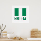 Nigeria met de Nigeriaanse vlag Poster (Keuken)