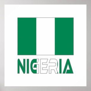 Nigeria met de Nigeriaanse vlag Poster