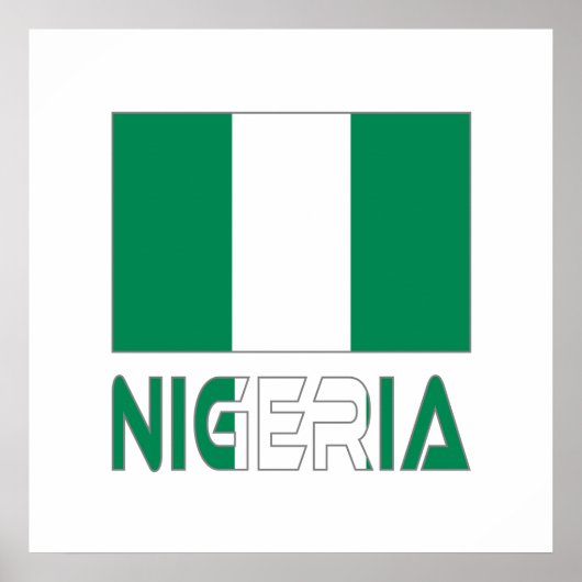 Nigeria met de Nigeriaanse vlag Poster (Voorkant)