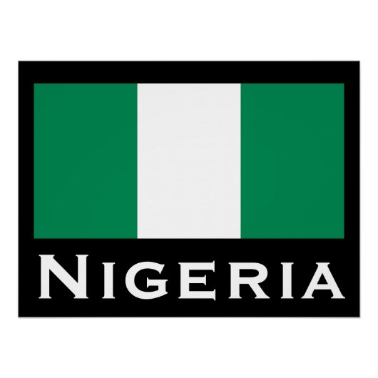 Nigeria met Nigeriaanse vlag (West-Afrika) Perfect Poster (Voorkant)