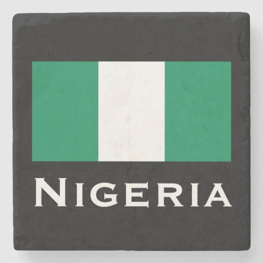 Nigeria met Nigeriaanse vlag (West-Afrika) Stenen Onderzetter (Voorkant)