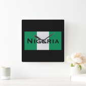 Nigeria met Nigeriaanse vlag (West-Afrika) Vierkante Klok (Huis)