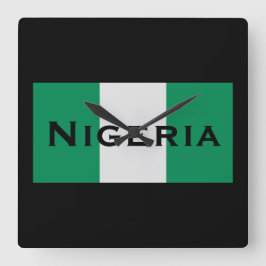 Nigeria met Nigeriaanse vlag (West-Afrika) Vierkante Klok