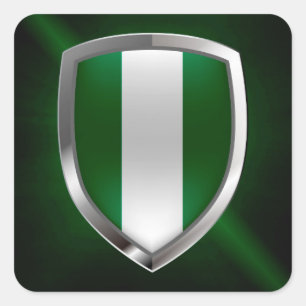 Nigeria Metallic Emblem Vierkante Sticker