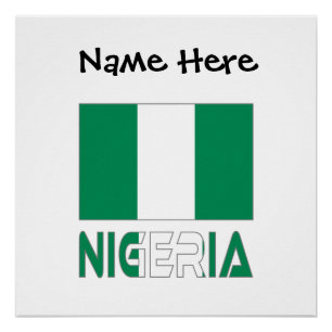 Nigeria Nigeriaanse Vlag Zwart Personalisatie Perfect Poster