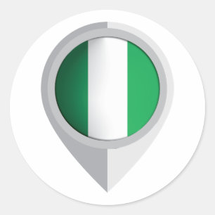 Nigeria pin locatie vlag ronde sticker
