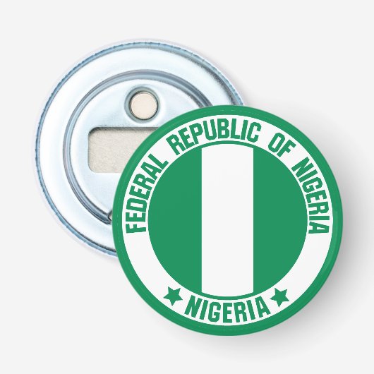 Nigeria Round Emblem Button Flesopener (Voorkant)