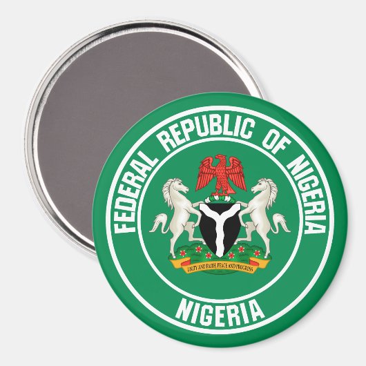 Nigeria Round Emblem Magneet (Voorkant / Achterkant)