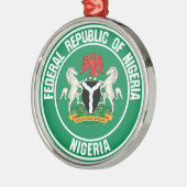 Nigeria Round Emblem Metalen Ornament (Links)