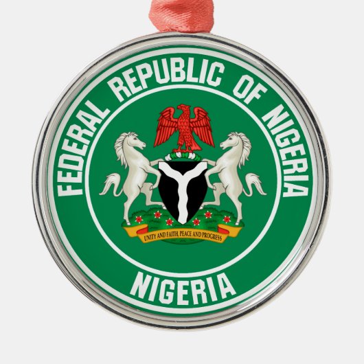 Nigeria Round Emblem Metalen Ornament (Voorkant)