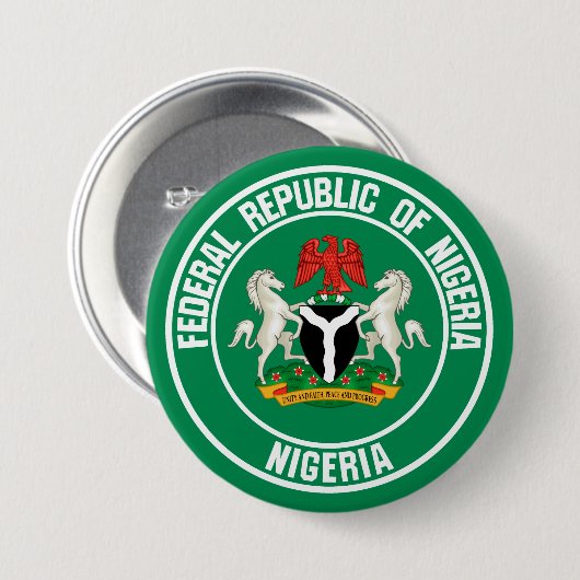 Nigeria Round Emblem Ronde Button 7,6 Cm (Voorkant /achterkant)