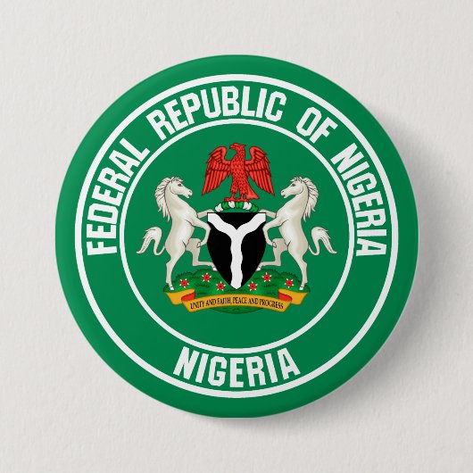 Nigeria Round Emblem Ronde Button 7,6 Cm (Voorkant)