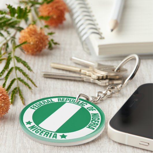 Nigeria Round Emblem Sleutelhanger (Voorkant Rechts)