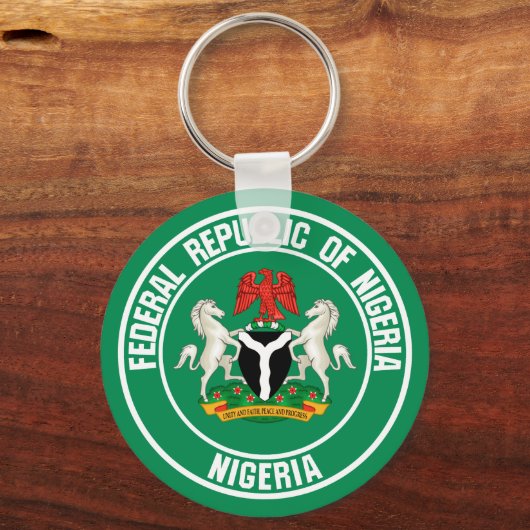 Nigeria Round Emblem Sleutelhanger (Voorkant)