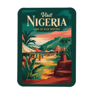 Nigeria Schilderachtige Illustratie Reis Kunst Vin Magneet