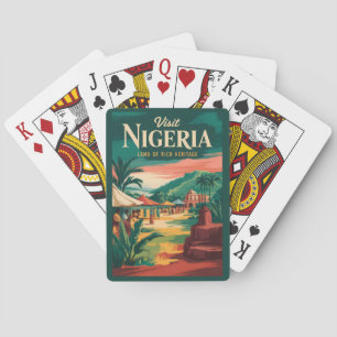 Nigeria Schilderachtige Illustratie Reis Kunst Vin Pokerkaarten