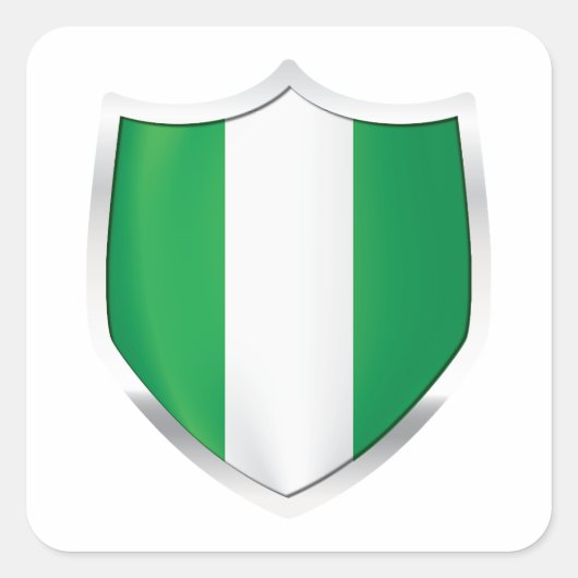 Nigeria Silver Shield Flag Vierkante Sticker (Voorkant)