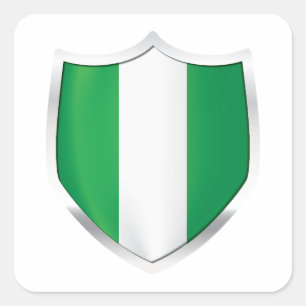 Nigeria Silver Shield Flag Vierkante Sticker