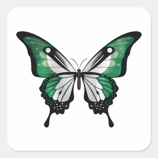 Nigeria Swallowtail Vlinder Vlag Vierkante Sticker (Voorkant)